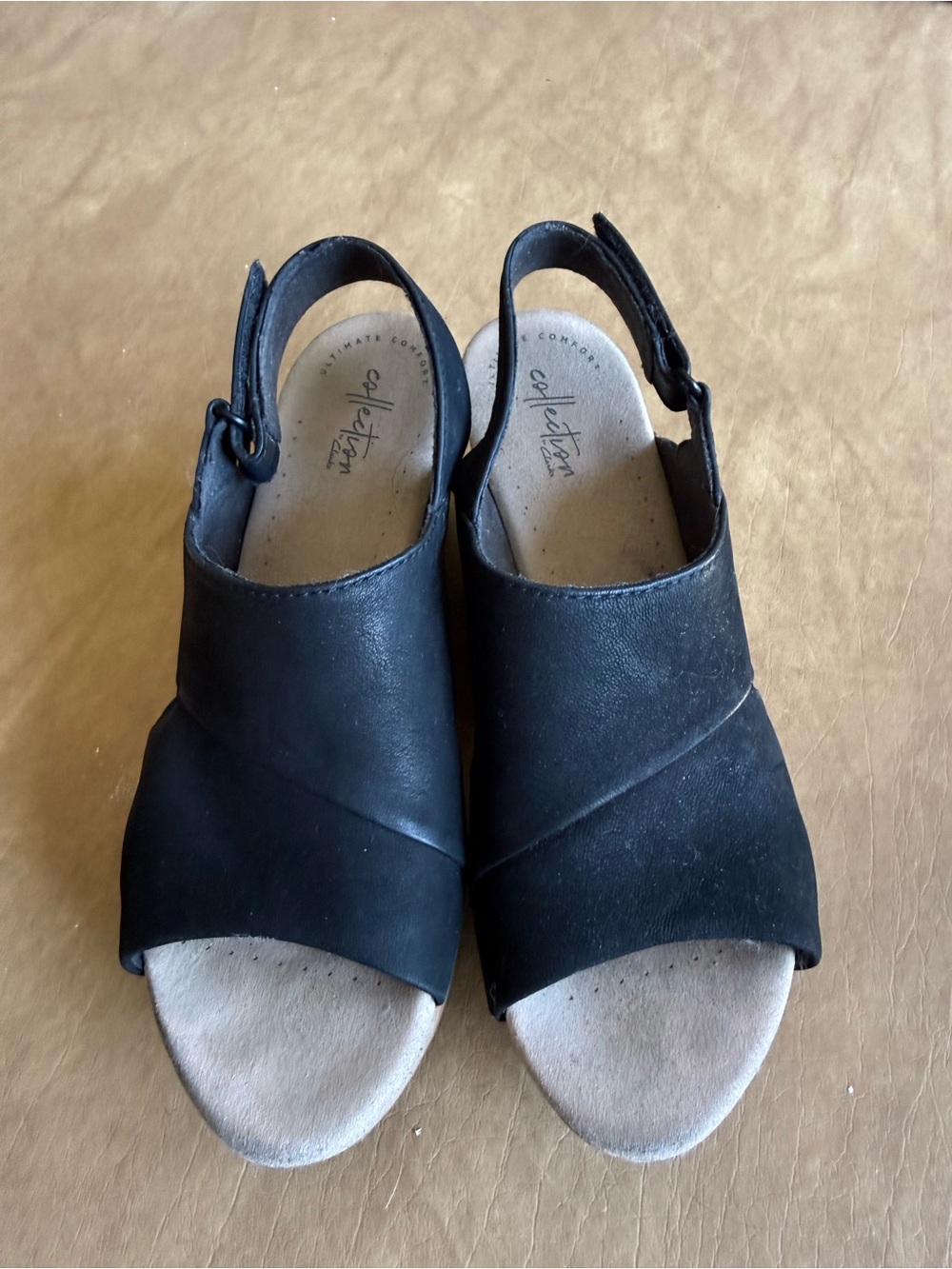 Clarks Black Suede Slingback Sandals
